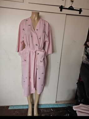 Light Pink Kimono Robe with Belt and Pocket Detail